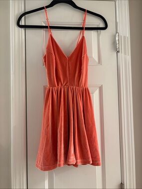 Urban Outfitters Coral Velvet Spaghetti Strap Romper